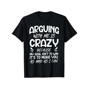 Funny Arguing with Me Pointless I Knew I Was Wrong Saying T-Shirt - Lightweight Short Sleeve Tee with Humorous Print, Round Neck Casual Top for &, Gym,, Casual Attire - Machine Washable Funny Statement Shirt
