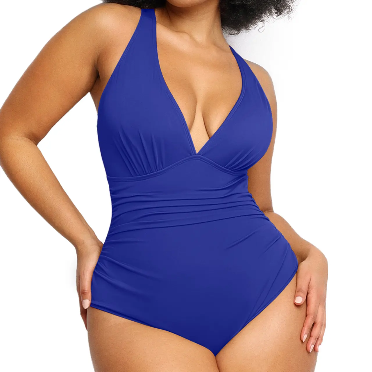 Front Ruched Swimsuit -Sapphire Blue