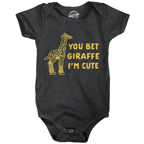 You Bet Giraffe Im Cute Baby Bodysuit Funny Saying Joke Graphic Jumper for Infants Funny Baby Onesies Brother Clothes for Baby Funny Animal Creeper Novelty Baby Tee Black