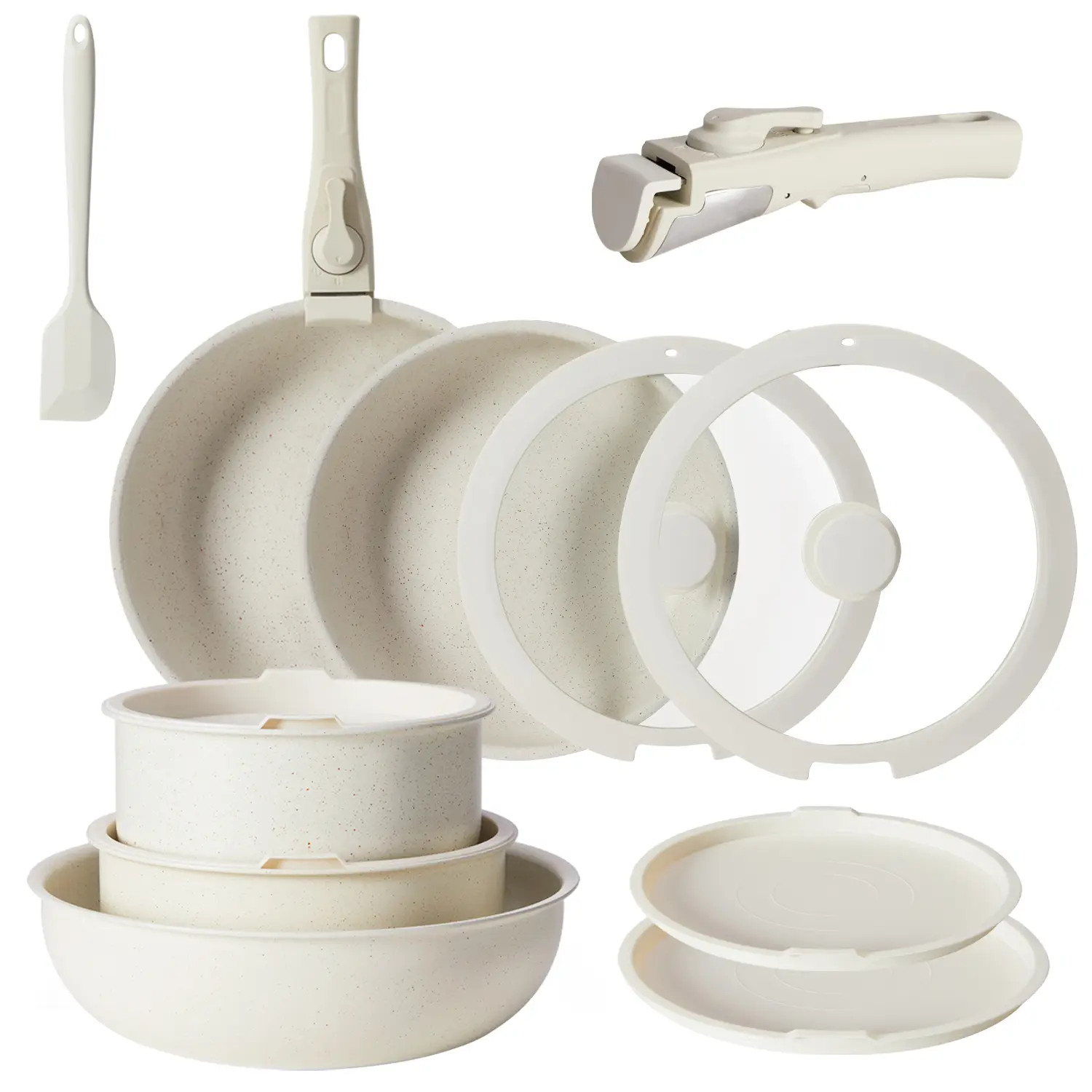 [LIVE] Pots and Pans Set of 12, Nonstick Kitchen Cookware Set with Detachable Handle, Induction Cookware Kitchenware Oil