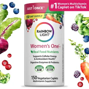 Rainbow Light Women's Multivitamin – With Ashwagandha, Lutein & Probiotics – Real Food Nutrients – 150 Vegetarian Caplets