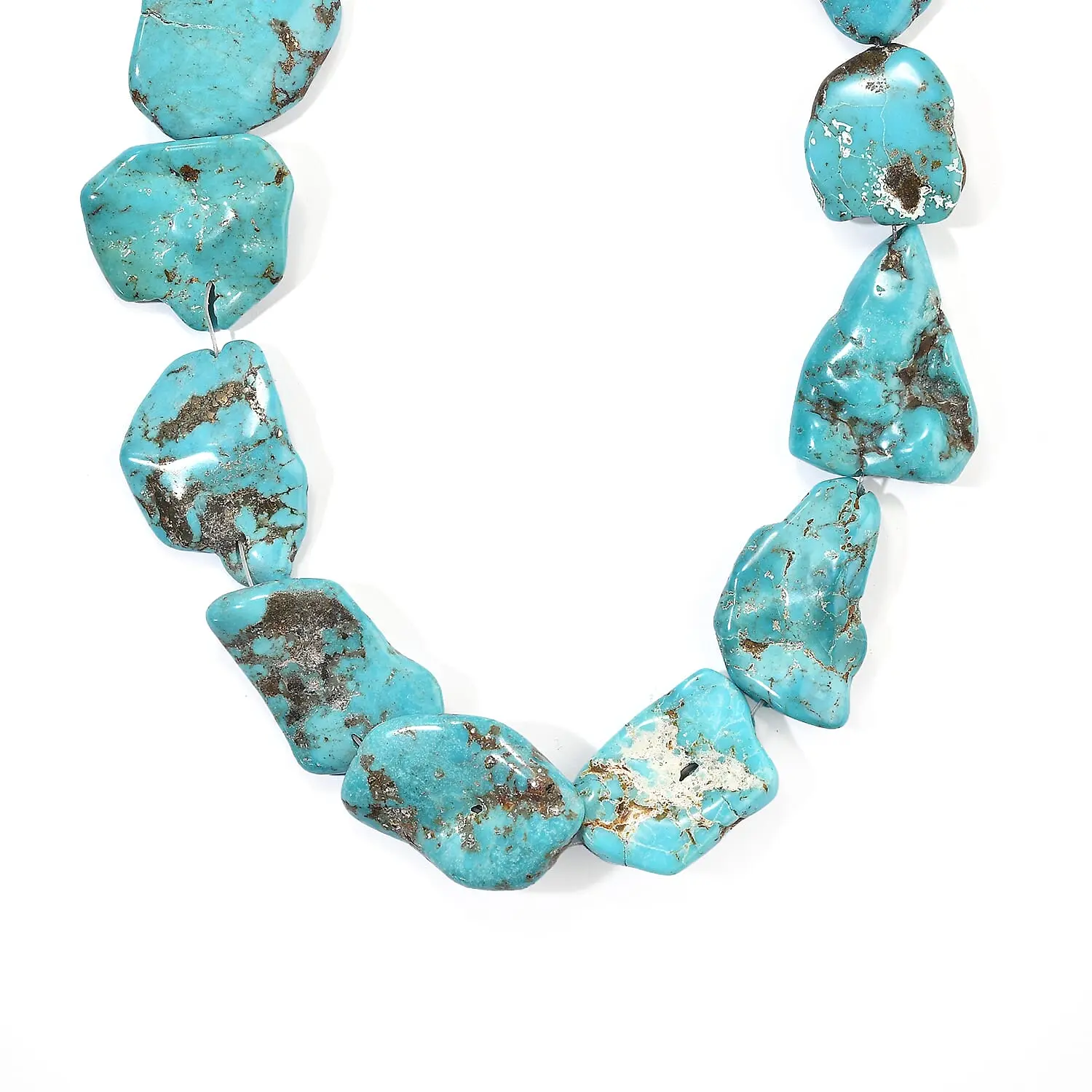 Turquoise Fancy Beaded Necklace (16 Inches) 382.50 ctw