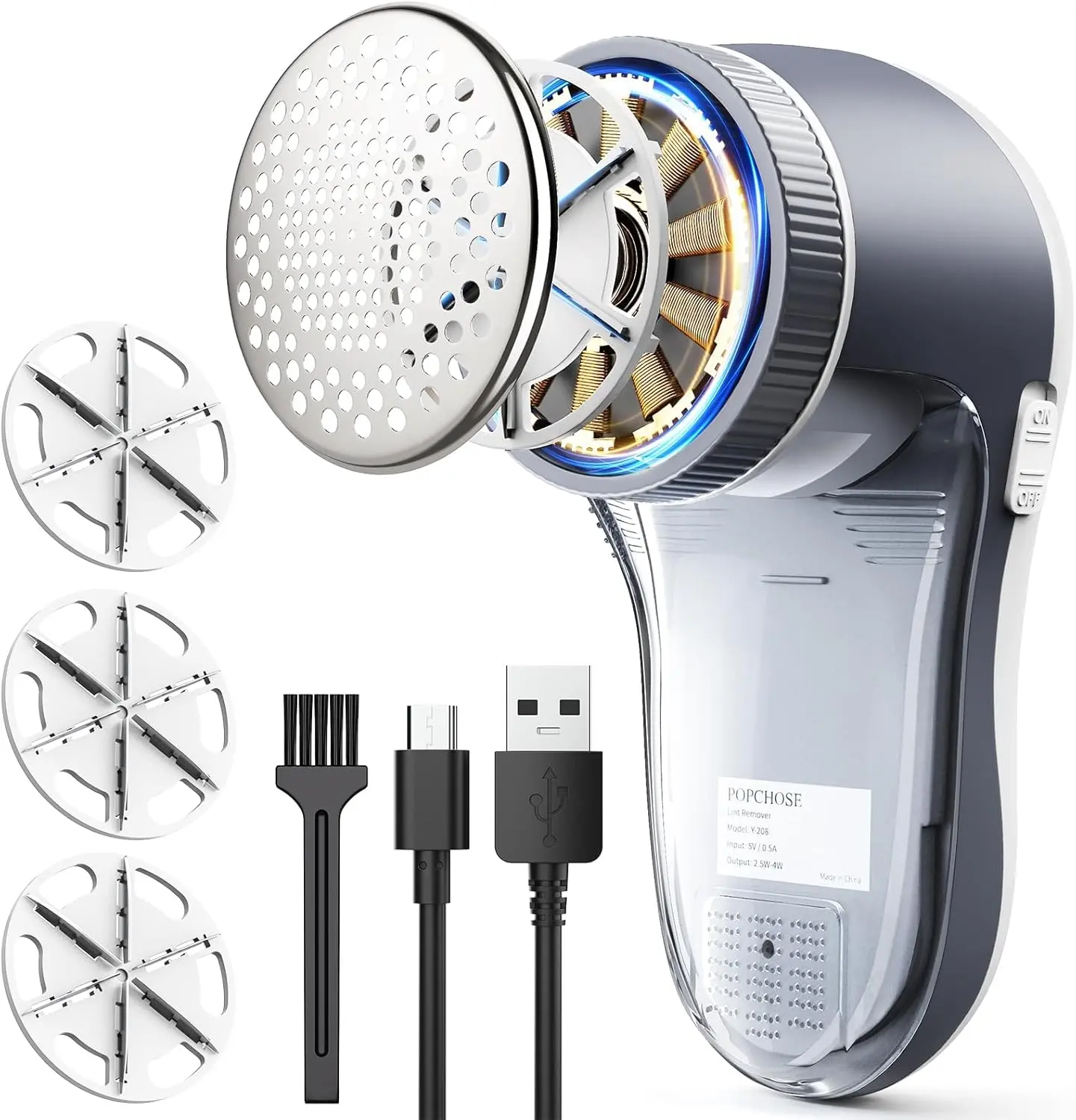 POPCHOSE Fabric Shaver, Lint Remover for Clothes, Electric Lint Shaver with 6-Leaf Blades, Sweater Shavers to Remove Pilling for Clothing, Couch, Furniture, Fuzz, Lint Ball, Pillings, USB Rechargeable POPCHOSE Technology