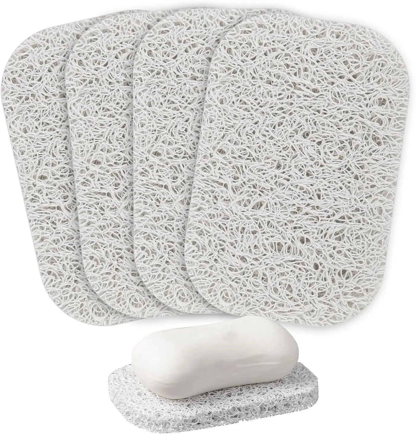 4PCS White Soap Holder PadBPA-Free Savers Pads for Soap Dish,Easy to Clean Soap Lifting Pads Suitable for Shower Kitchen Bathroom Bathroom Travel Hotel Cleaning Products