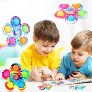 Pop Fidget Spinner Toys 4 Pc Simple Popping Toy Pack Bubble Sensory Set for Kids Party Favor Bulk ADHD Stress Relief Hand Spinners 4 Pcs Bulk Fidget