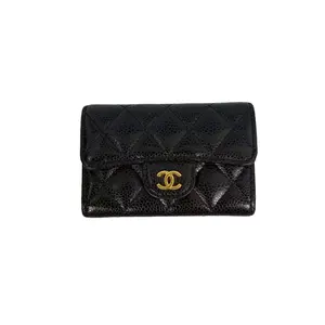 Pre-owned Leather Wallet Chanel Classic Flap Card Holder Gold Tone Hardware