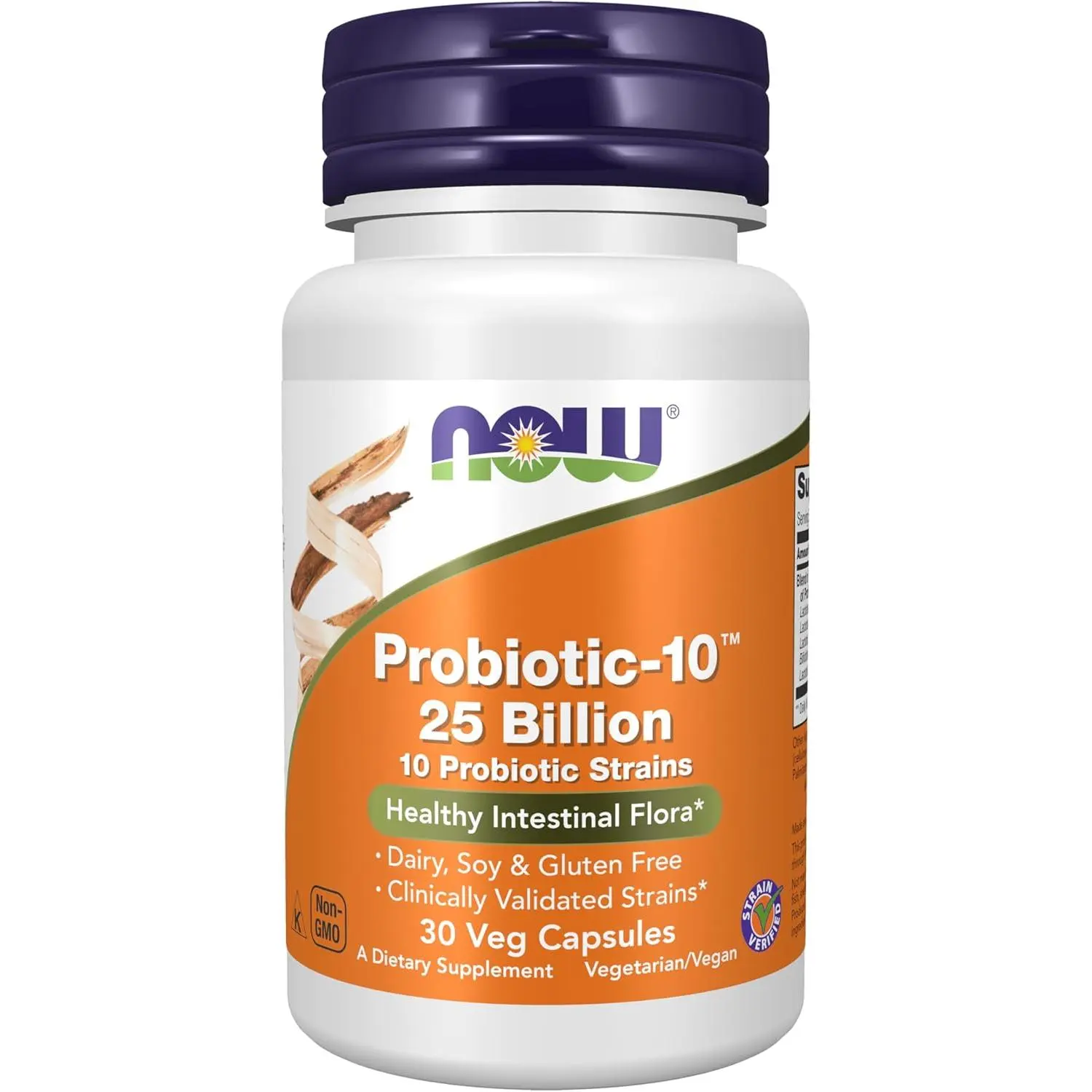 Supplements, Probiotic-10™, 25 Billion, with 10 Probiotic Strains, Dairy, Soy and Gluten Free, Strain Verified, 30 Veg Capsules