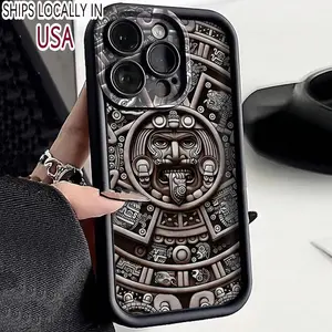 Aztec Calendar Pattern Phone Case, TPU Decorative Phone Protector Cover, Phone Accessories for iPhone 16 15 14 13 12 11,for Samsung Galaxy Series