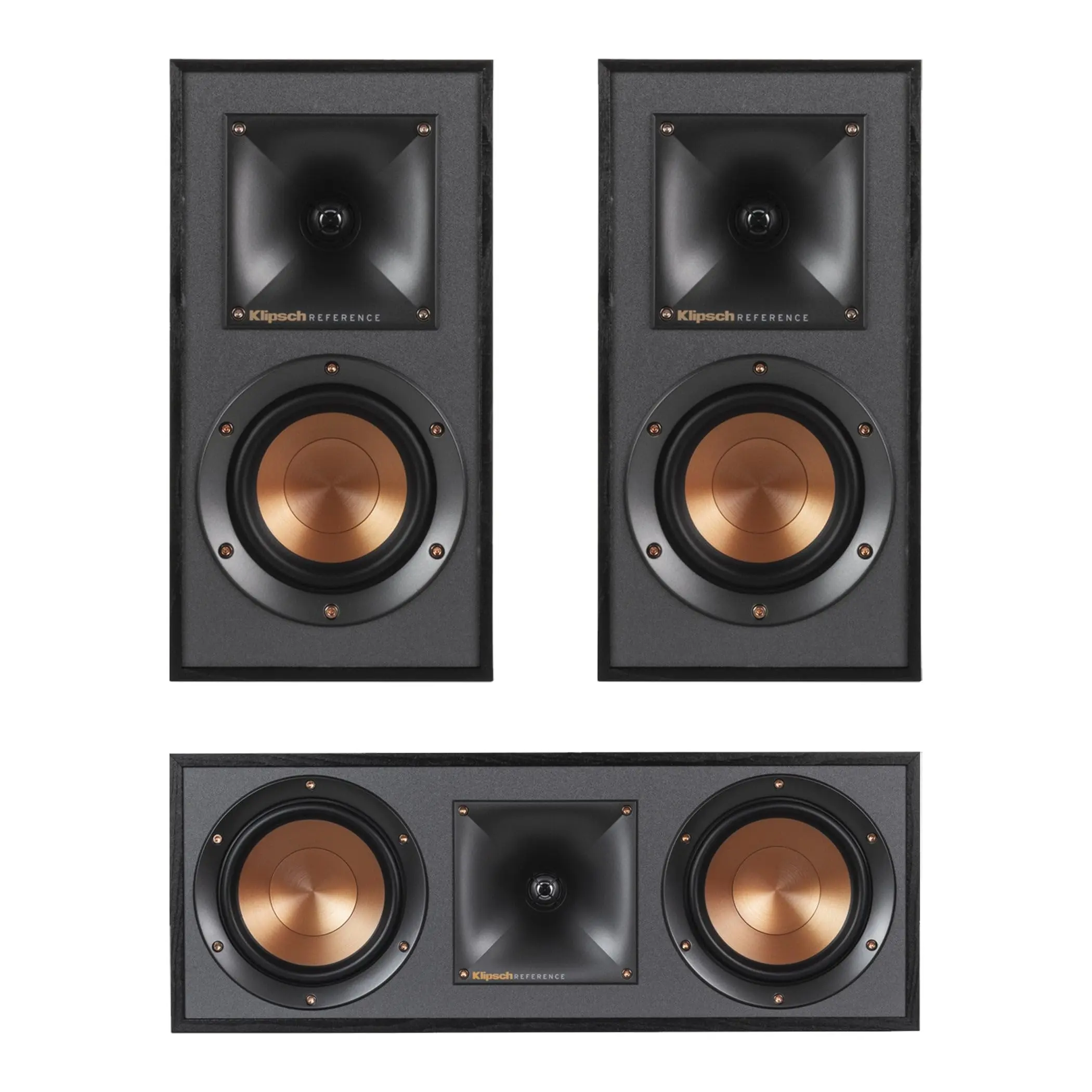Klipsch R-41M MDF Bookshelf Speakers with Copper-Spun IMG, R-52C Dialogue-Enhancing Center Channel Speaker Bundle for 3.1 or 5.1 Audio Systems