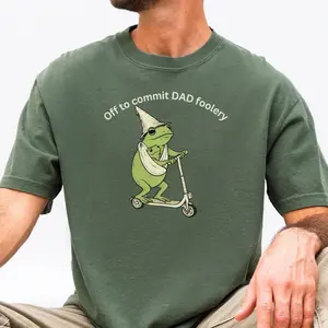 New Dad Frog Shirt, Off to Commit Dad Foolery TShirt, Funny Frog Scooter Gift For First Time Dad, Dada Pregnancy Reveal Tee H