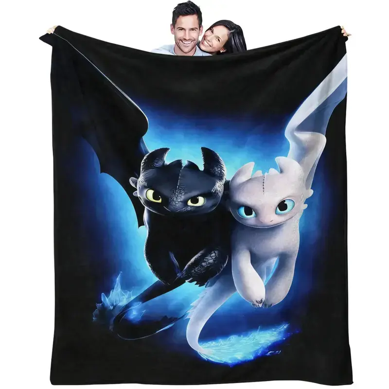 How To Train Your Dragon Themed Plush Throw Blanket Plush Texture Soft Cozy Toothless Print Light Fury Design Stain Resistant Glam All Seasons Thoughtful Gift Animation Lovers Child Air Conditioning Summer Bedroom Dorm Couch Back to School