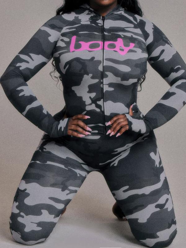 Women's Fall Sporty Hooded Long Sleeve Slim Fit Pants Set, Casual Two-Piece for Ladies, Animal Pattern Sportswear