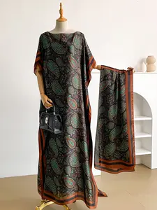 Women's Woven Fabric Shawl Set, Lightweight Silk Feel Paisley Print Scarf for Fashion, Perfect Accessory for Spring & Fall Seasons