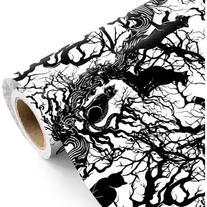 Black  Wrapping Paper Roll - Mini Roll - 17 Inch x 16.5  - Black Cats in Trees Gothic Wrapping Paper for Pet Lovers, Birthday,  Shower, Wedding, Halloween