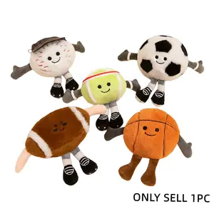 Mini Plush Ball Keychain, Football Basketball Baseball Tennis Rugby, Cute Bag Charm Gift, Birthday Holiday Present for Friends