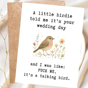 Funny Wedding Day Card, Sarcastic Marriage Card, Cheeky Greeting Card for Couple, Humorous Wedding Card, Bird Card