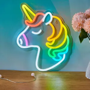 Unicorn Neon Light, Christmas New Year Festival Decoration Lamp, USB Powered, No Plug, Room Atmosphere Decor for Study Classroom Dormitory, Mood Decorative Lights, Neon Accent Lights