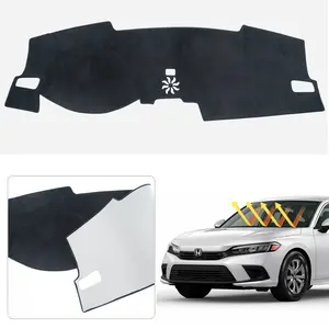 Canvcle Honda Civic 2022-2026 11th Gen Dash Mat Custom Fit Flannel Dashboard Cover UV Protection Non-Slip Sunshield Glare Reduction Accessories