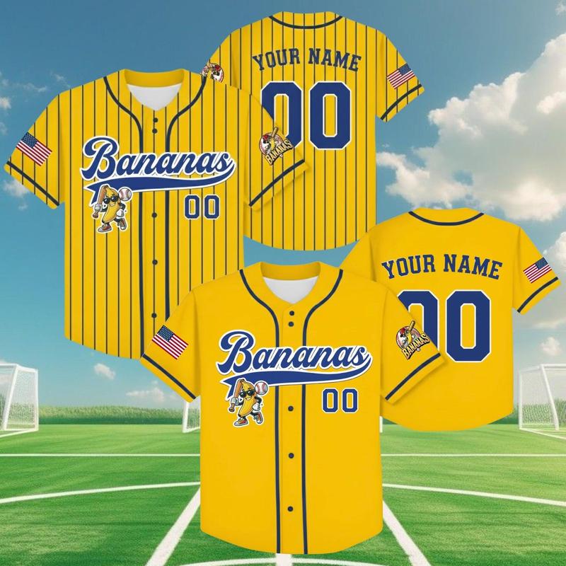 Personalized Bananas Baseball Jersey, Funny Lets Go Bananas Team Shirt, Custom Name & Number, Youth Adult Fan Gift