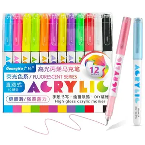 High Gloss Acrylic Markers, Art Markers Set, 1mm  Bullet Nib Acrylic Paint Pens,Bright Colors,Big Capacity ink,Wide Range of Uses,For Rock Painting, Canvas, Wood, Glass, Ceramic, Fabric, Plastic, Egg, Art Painting Supplies Kit