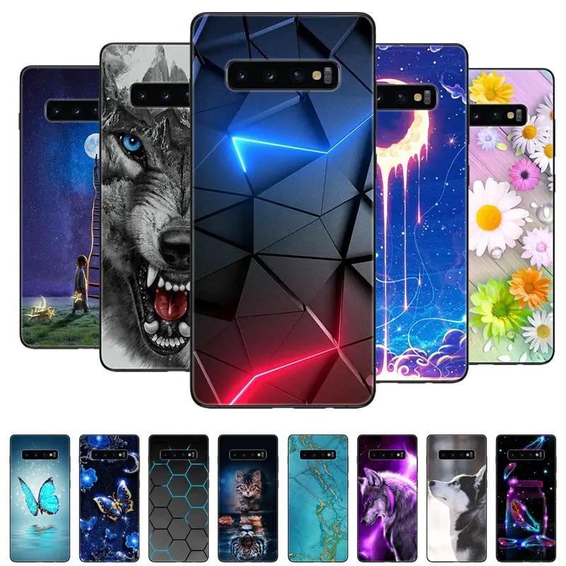 CASE-US - For Samsung S10 Plus Case Soft Silicone Cover Black Bumper TPU For Samsung Galaxy S10 S10E S 10 S10plus Phone Cases Back Covers
