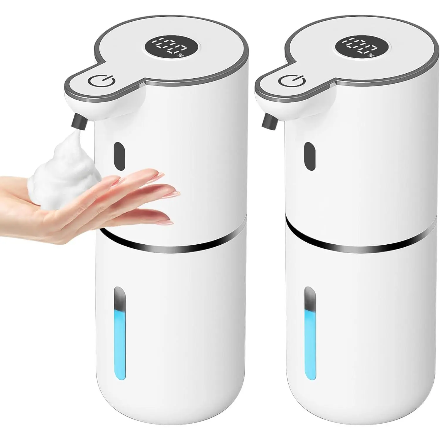 2 Pack Automatic Foaming Soap Dispenser Touchless, USB Rechargeable  Hand Soap Dispenser, 6-Level Adjustable, 12.8oz/380mL Wall Mount for Bathroom Kitchen Dish Soap-White