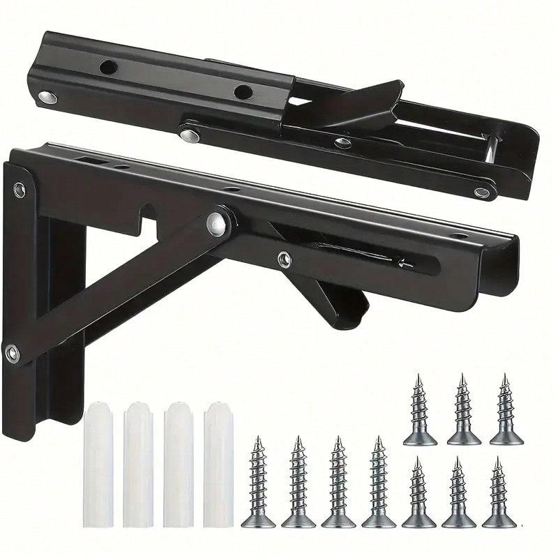 TAIMASI Heavy-Duty Folding Shelf Brackets - Space-Saving Wall-Mounted Design For Tables & Workbenches | Includes Mounting Screws - Seasonal Solution For: • Labor Day Workshop Upgrades • Thanksgiving Extra Serving Space • Christmas Gift For DIY Enthusiasts