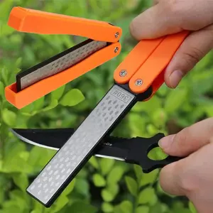 Foldable Knife Sharpener, 1 Count Portable Double Sided Knife Sharpener,  Convenient Folding Scalloped Knife Sharpener for Indoor & Outdoor Survival Tool