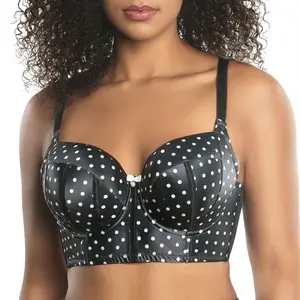 PARFAIT Charlotte 6977 Womenswear Full Busted Sexy Vintage Foam Padded Comfort Longline Wired Bra Top with Adjustable Straps Elegance Mesh