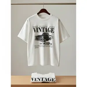 Graphic Tee Women's Car & Letter Print Round Neck Tee,white tee Casual Short Sleeve T-shirt for Summer, Women's Top for Daily Wear Menswear