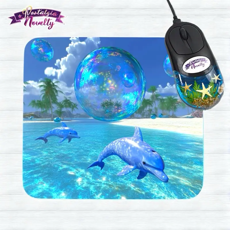 Cute Frutiger Aero Dolphin Y2k Aesthetic 9.4” x 7.8" Mouse Pad (Rectangle)