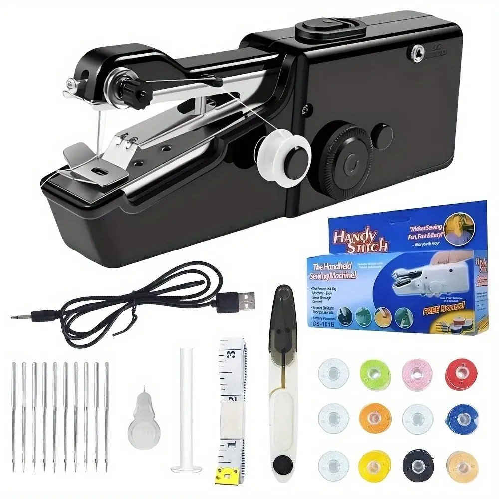 Portable Handheld Sewing Machine with Sewing Accessories, 1 Set Mini Sewing Machine without Electric, Household Appliance Parts for Home Use