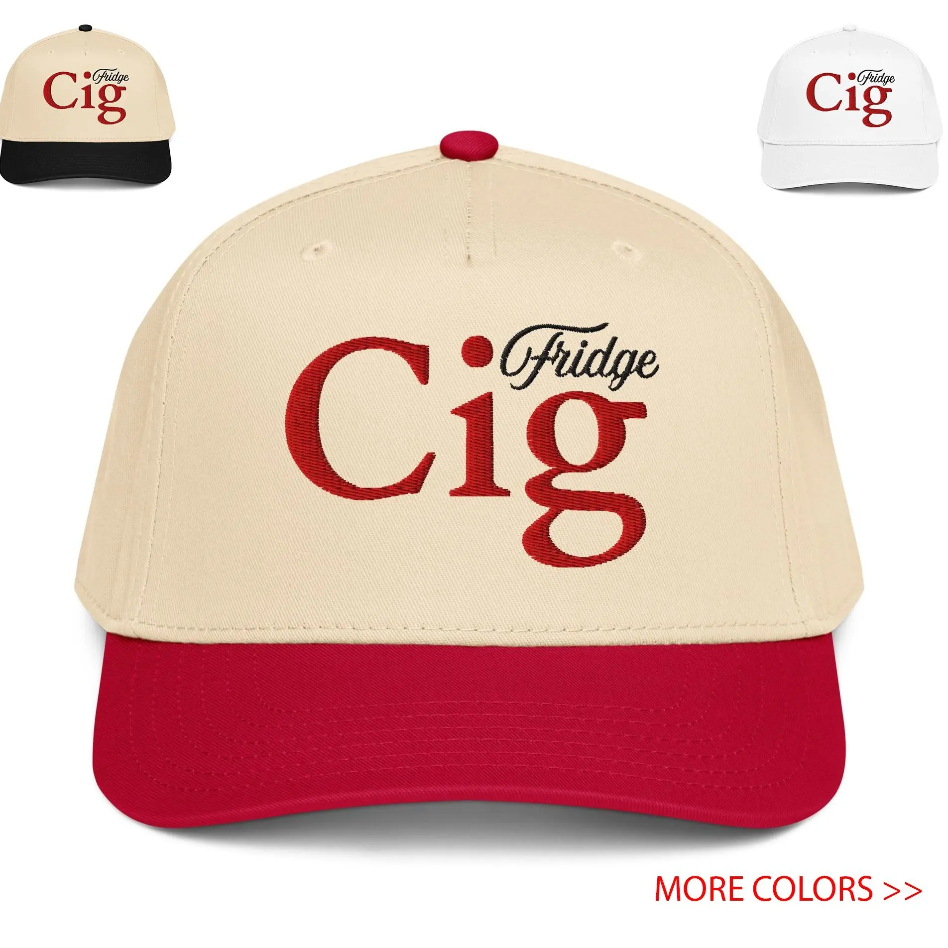Fridge Cig Hat 7 panel cap, Em broidery Hat, Unisex Hat, Funny Gift