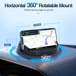 Silicone Phone Holder Mount [Horizontal 360° Rotatable] for Car Dashboard, Hands Free Cell Phone Holder Compatible with iPhone 15 14 13 12 Pro Max Samsung Phones (Black) Accessories Cellphone Smartphone Stand