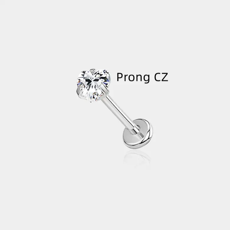 Prong Heart CZ Silver Color