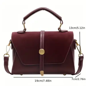 Women'S Elegant Vintage Tote & Hobo Handbag - Adjustable Strap, Golden-Tone Hardware, Golden-Tone Buckle Closure, Travel, Everyday Use - Burgundy, Dark Green, Dark, Dark Brown, Dark, Dark Leather Satchel Flap Crossbody Purse