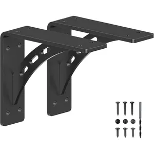 7 inch x 6 inch Heavy Duty Shelf Brackets , Max Load 1100 Lbs ,Premium Alloy Metal Mantel Brackets (Set of 2) Fireplace Mantel Brackets - Countertop Support (7" x 6" )