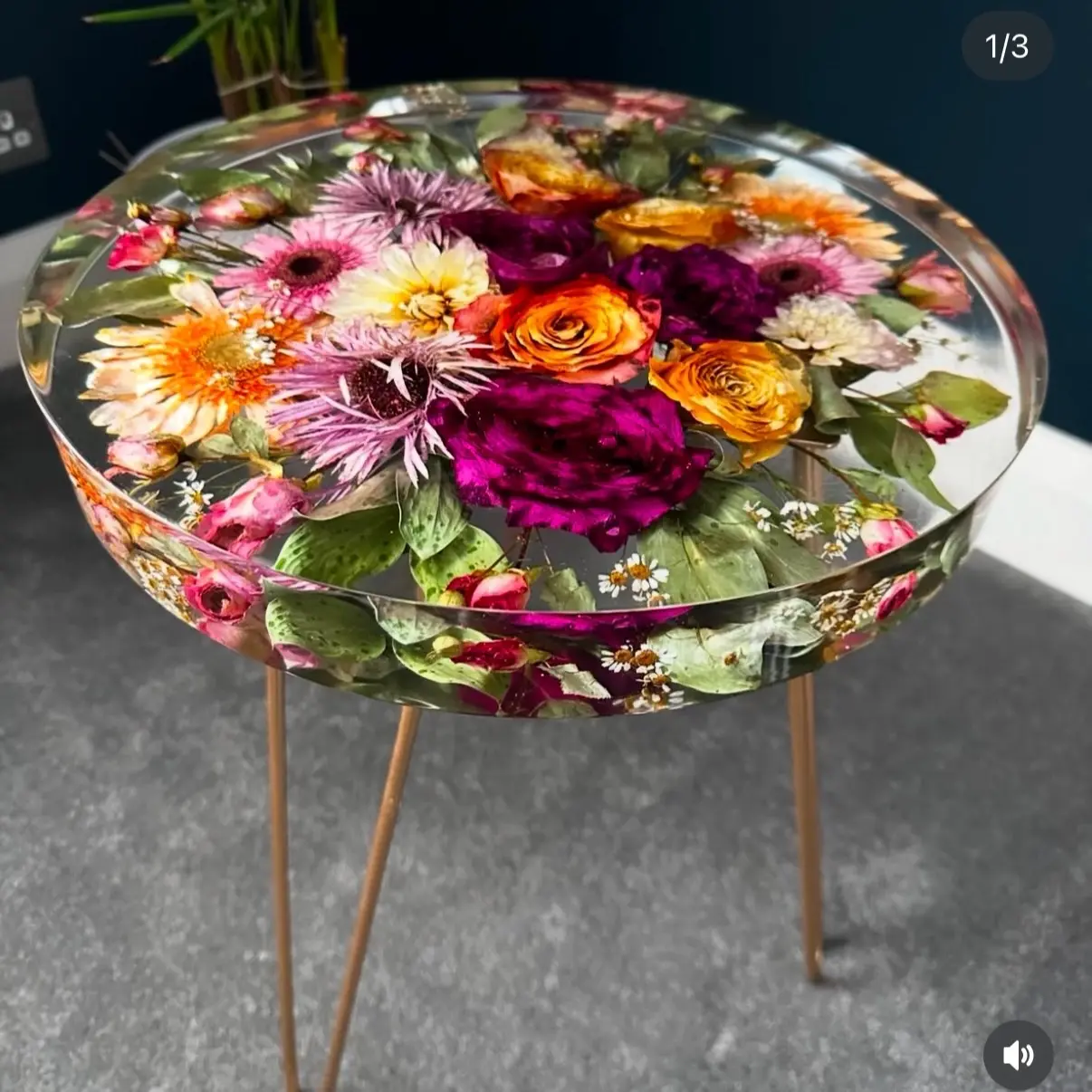 Floral Clear Round Table