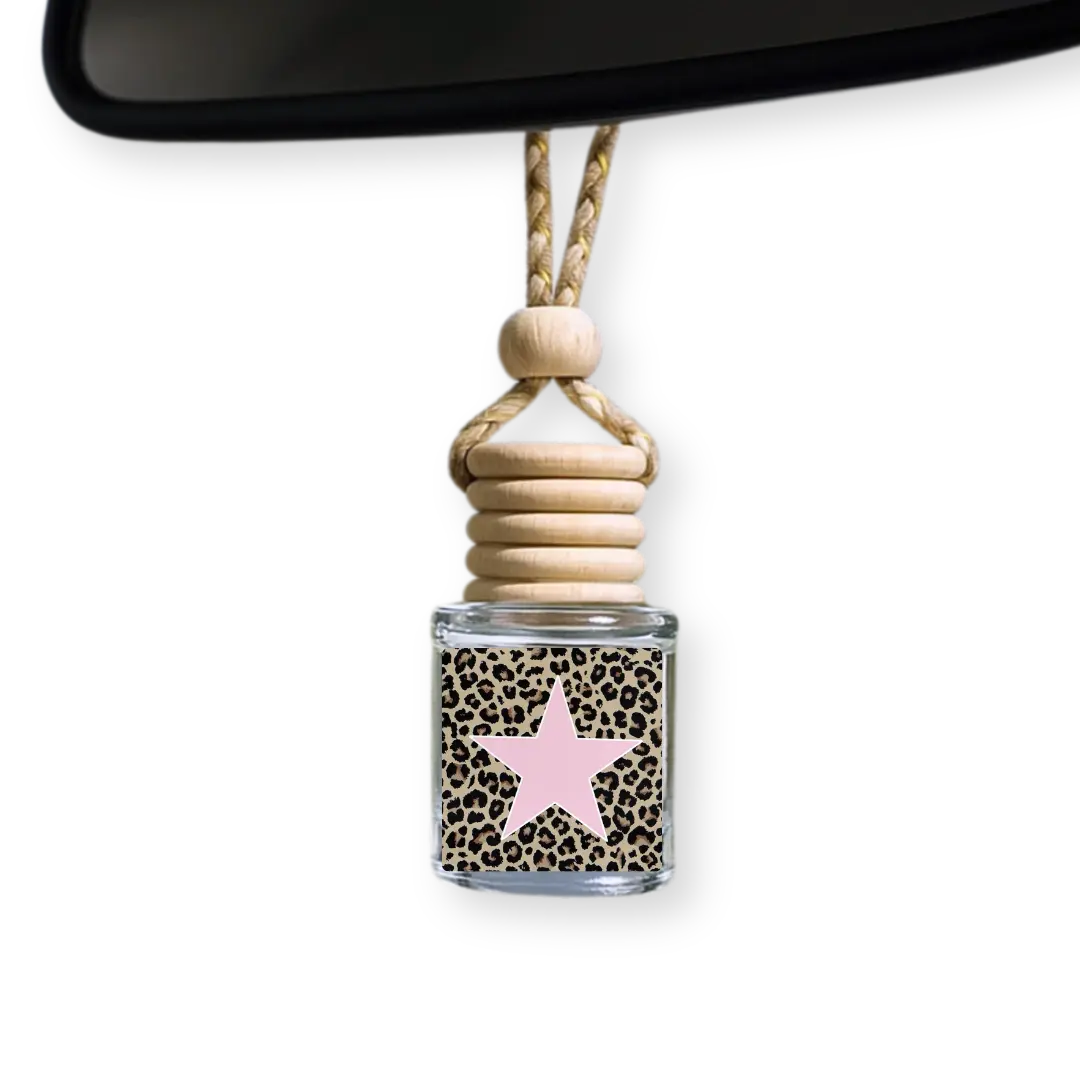 Cheetah Print Pink Star Car Diffuser Hanging Cheetah Print Pink Star Car Diffuser Hanging