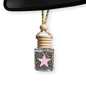 Cheetah Print Pink Star Car Diffuser Hanging