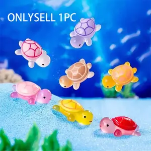 Glowing Night Light Glass Turtle Decor Set, Multiple Colors, Perfect for Aquariums, Fish Tank, Home Decoration, Party Gifts, Enchanted Garden Accessories