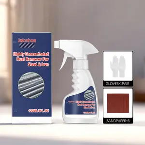 Rust Removal Kit (120ML + Gloves + Sandpaper), Gentle Formula, Effective Rust Remover, Machine Parts Cleaner, Kitchen Care, Surface Rust Treatment, Multifunctional Cleaner