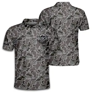 Buschlight Camo Polo Shirt for Men - Camo Print Polo, Father's Day Gift, Stylish Men's Fashion