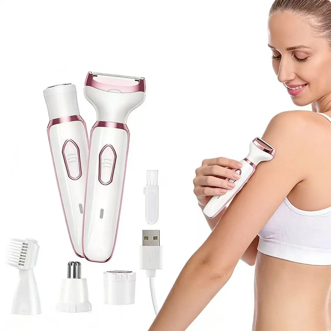 4 in 1 Electric Shaver, Cordless Shaver, 1 Box Portable Rechargeable Hair Removal Tool, Women's Electric Beauty Shaver, Personal Care Appliances
