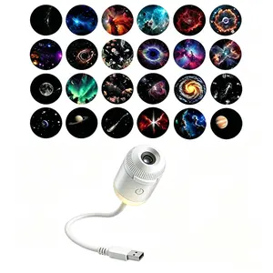 2-in-1 Galaxy Projection Night Light & Portable Starry Sky Projector (Includes 12Film Discs) – USB Mini LED Planetarium Light, 360° Rotating Bedroom Ambient Light, Car Roof Decor – Gift for Kids and Adults