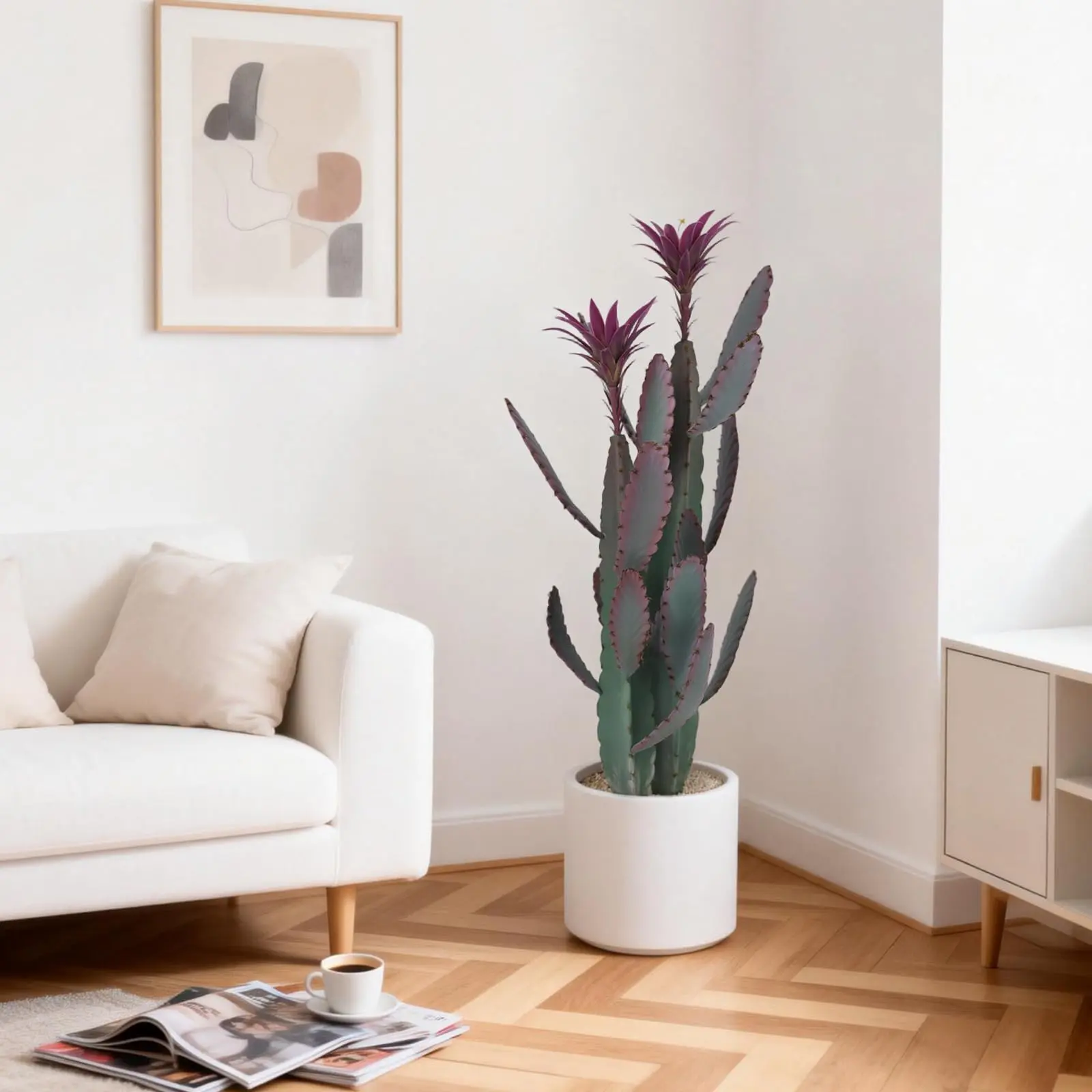 Artificial Cactus Plant, Large Realistic Faux Cactus with Planter, UV Resistant Fake Cactus Tree for Outdoor Indoor for Home Office Living Room Bedroom Foyer Porch Decor