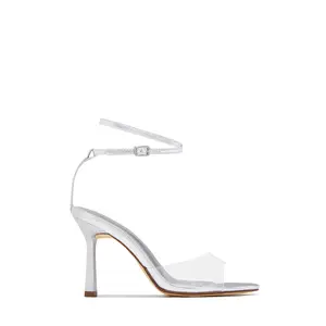 Rosalia Clear Strap Stiletto Heels – Silver