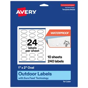 Avery Outdoor Waterproof Labels, 1" x 2" Oval