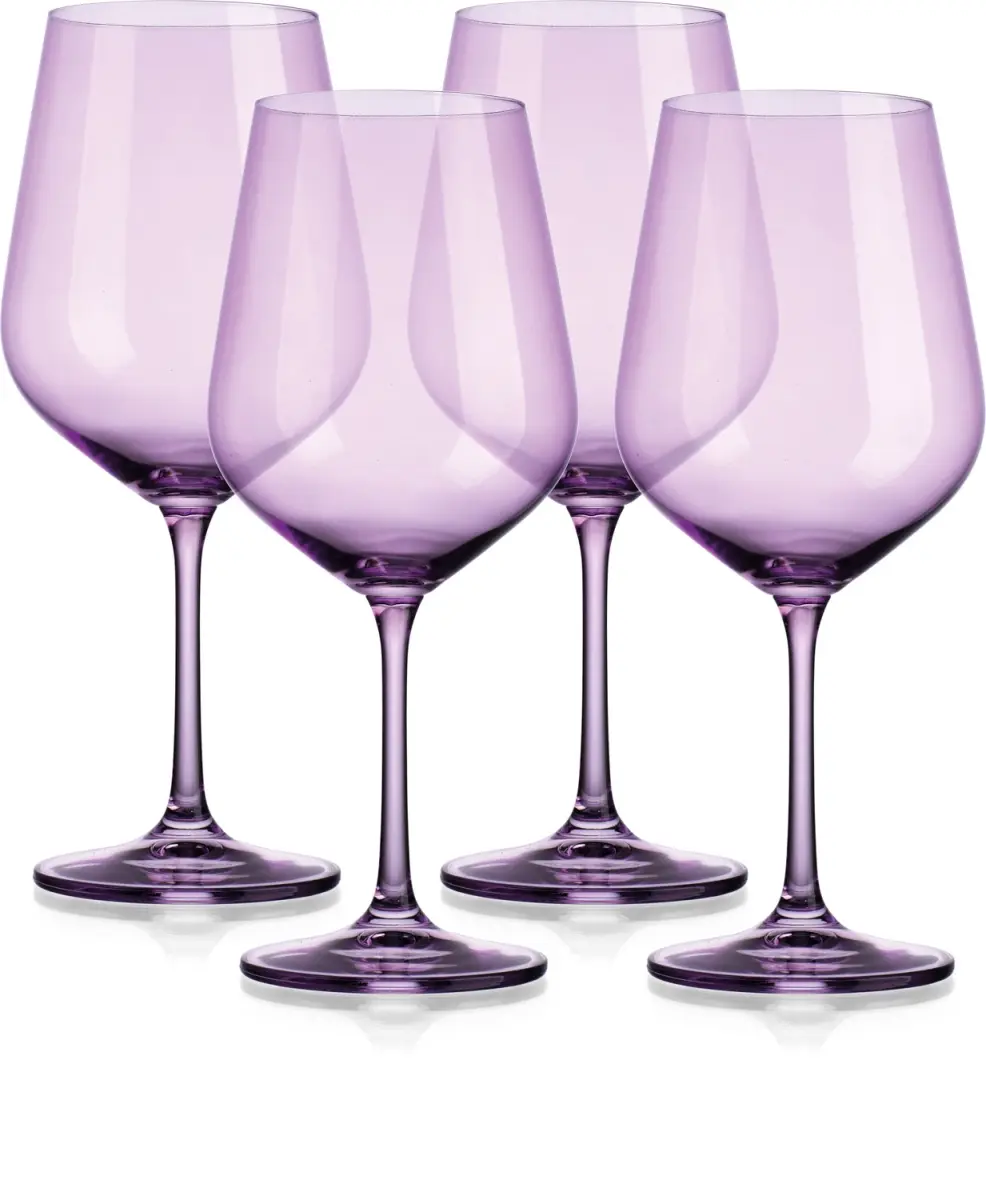 European Balloon Wine Glasses, Translucent Purple Round Design, 4-Piece Set for Dinner Parties
