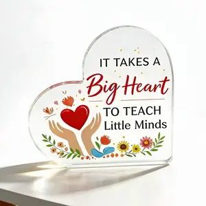 4x4 Inch Acrylic Heart Shape Plaque - Home Decor, Signs, Household Items & Room Decor Keepsake for Teacher Appreciation from Students/Parents (End-of-Year, Retirement Gifting)